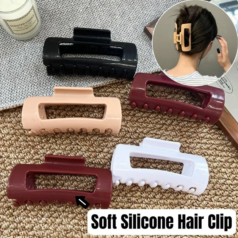 2025 novos grampos de garra de cabelo de silicone macio para mulheres não frágil dobrável tubarão clipe anti gota hairpin chapelaria não machuca o cabelo