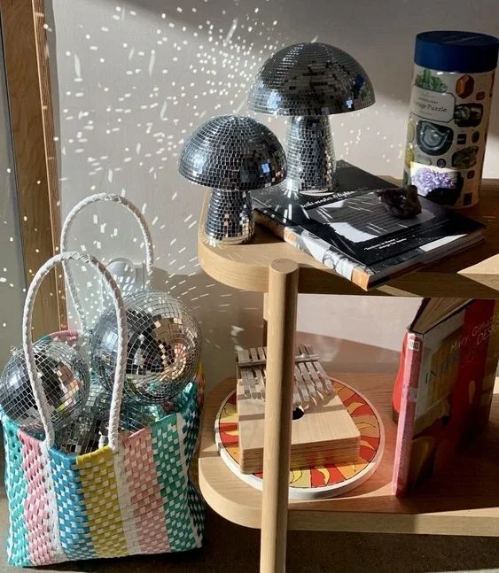 Disco Mushrooms Creative home decor Table Decor Mirror Retro Handmade Disco Ball Mushroom Art Decorations Bar Ornaments