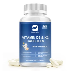 BEWORTHS Vitamin D3 and K2 Complex Capsules Support Healthy Bones,Teeth & Immune Systems Support Heart and Cardiovascular Health