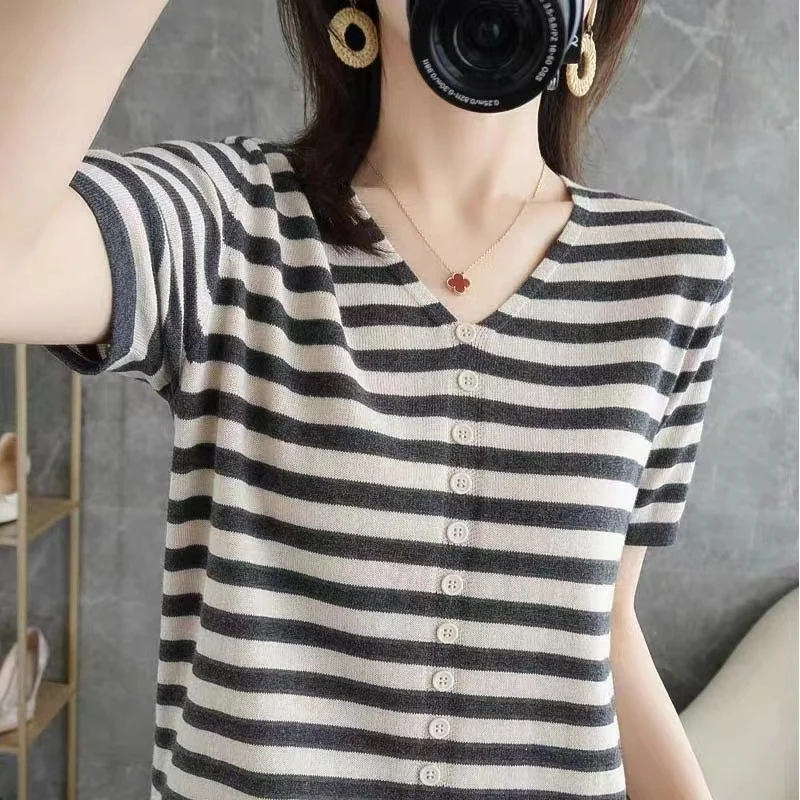 Ladies Ice Silk Short Sleeve T - Summer Clothing Label 评论和价格