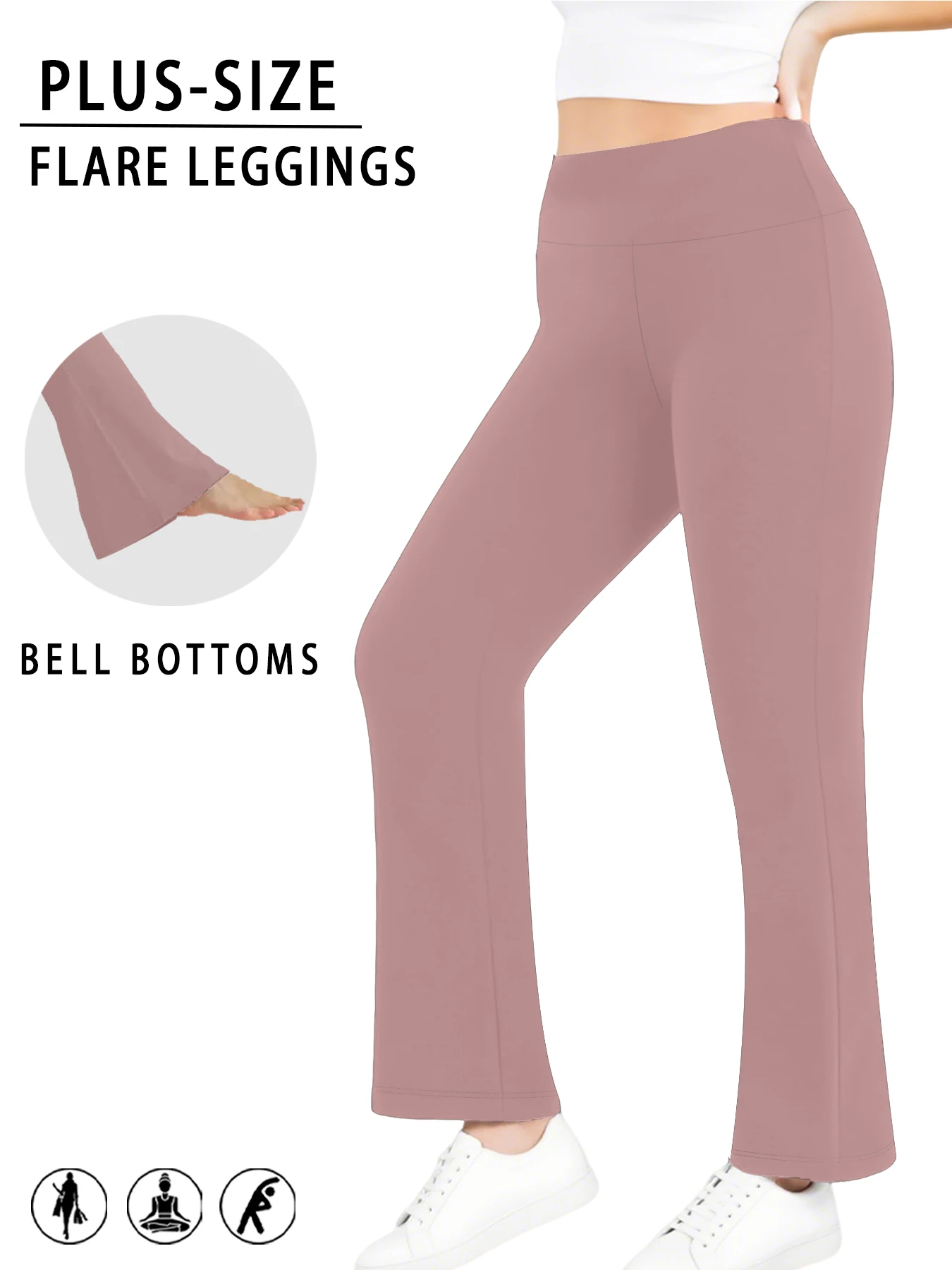 

Элегантные женские брюки-клеш с высокой талией больших размеров для занятий йогой. Подходит для женщин, любящих носить леггинсы на отдыхе.