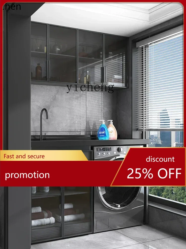 

HT Washing Machine All-in-One Cabinet Combination Drum Laundry Tub Slot Inter-Platform Basin with Washboard Wash Wardrobe