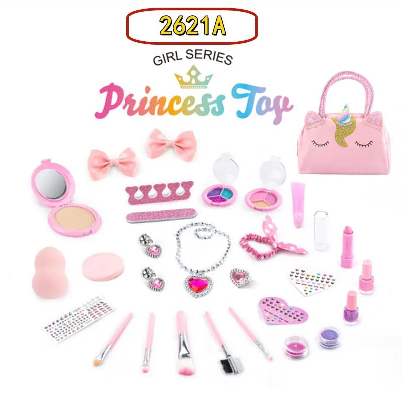 Set di giocattoli principeschi per ragazze Set completo Cosmetici portatili Strumenti di gioco di finzione Kit di simulazione del tavolo da bere per ragazze