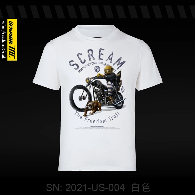 

2025 Motorcycle Latte R Nine T Motorcycle Men Spring and Summer Short Sleeve T-shirt Large Size Print Loose Club Custom