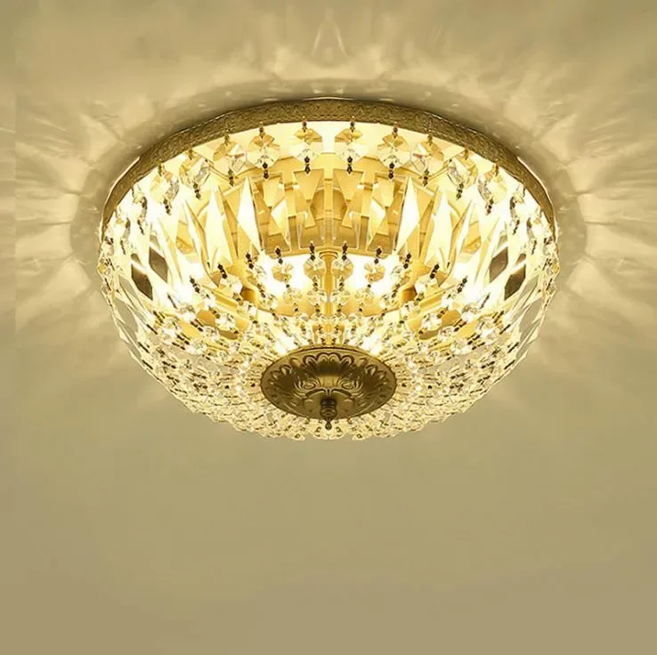 

Nordic art American country bedroom ceiling lamp cloakroom round retro corridor porch crystal ceiling lamp