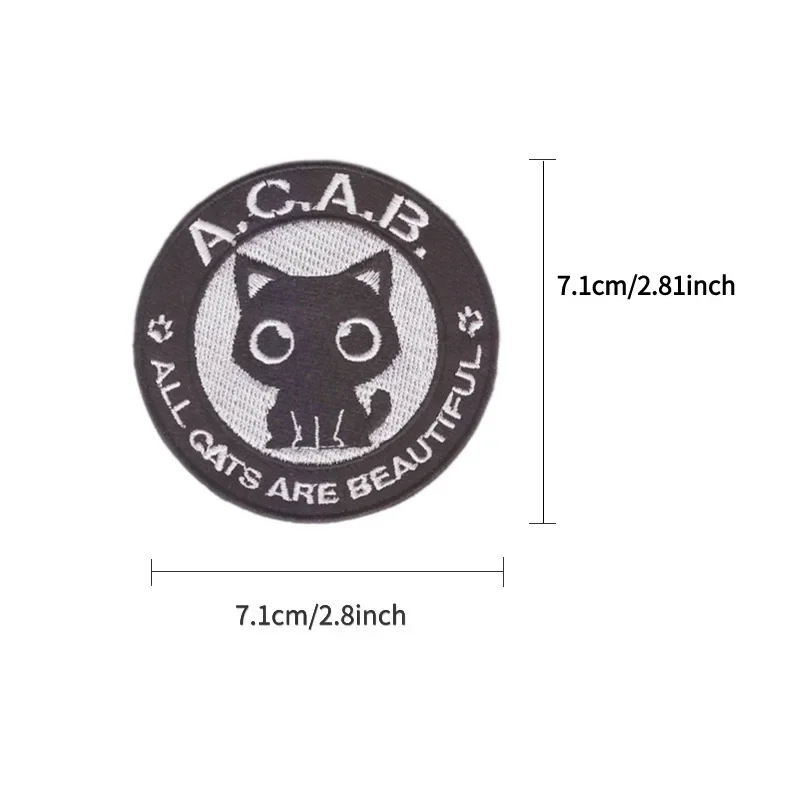 20 pz/lotto lusso rotondo gatto nero bianco Anime ricamo Patch lettera camicia borsa abbigliamento decorazione accessorio artigianato Applique fai da te