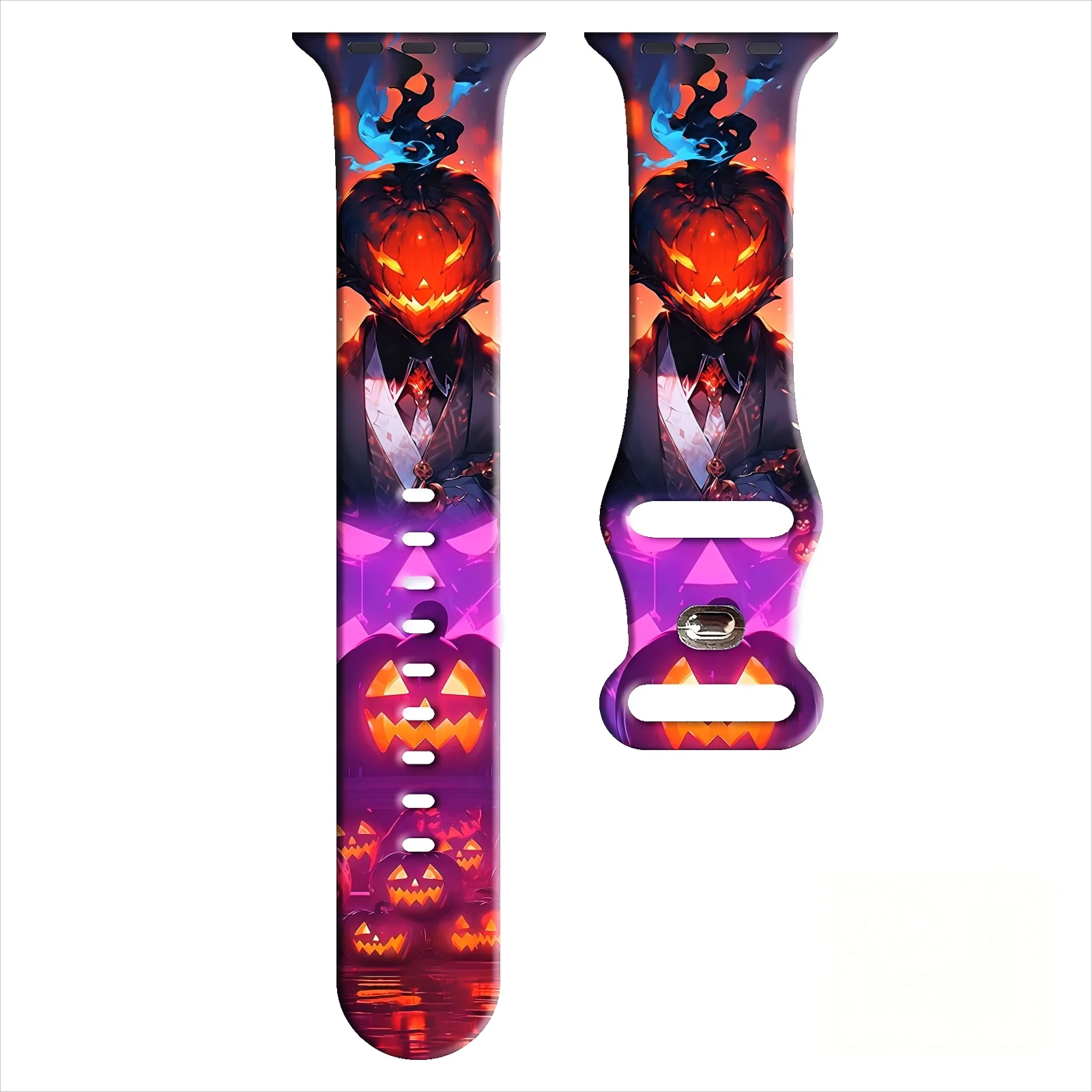 

Halloween Pumpkin Samurai Strap for Apple Watch 10 9 8 7 Silicone Band Replaceable Bracelet for iWatch 49mm 46mm 44mm 42mm 41mm