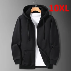 Zip Up Hoodies Men Big Size Hoodie 10XL Spring Autumn Black Hoodies Jackets Male Plus Size Zip Sweatshirt Plus Size 10XL