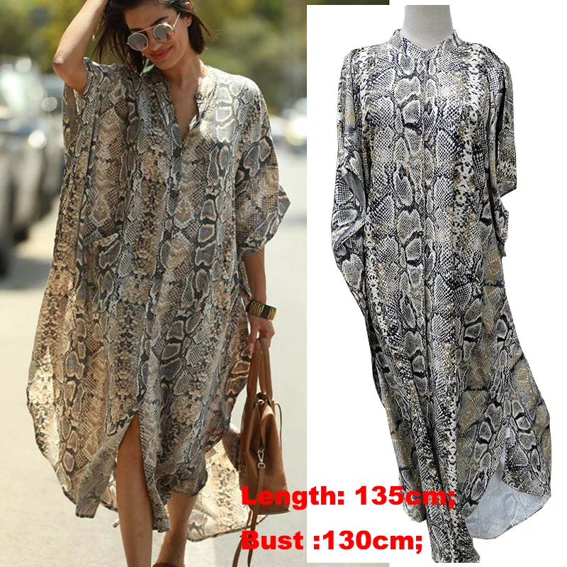 

Cover-ups 2023 Kaftan Beach Print SnakeSkin Swimsuit cover up Kimono Plage Beach Robe Femme Long Dress Sarong Dress Beachwear