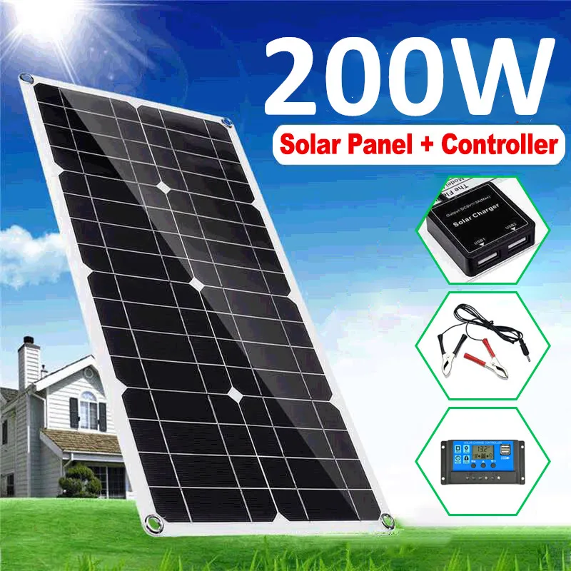 flexivel poli painel solar solar sistema solar gerador de energia para viagem ao ar livre acampamento carro iate rv barco 200w 18v 01