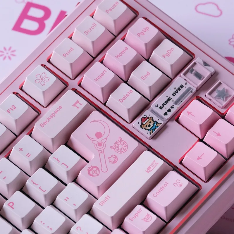 Blush 1990s Theme Keycaps Set Customized PBT Sublimation ABS Cherry Profile Keyboard Cap for Mechanical Keyboard Accessories