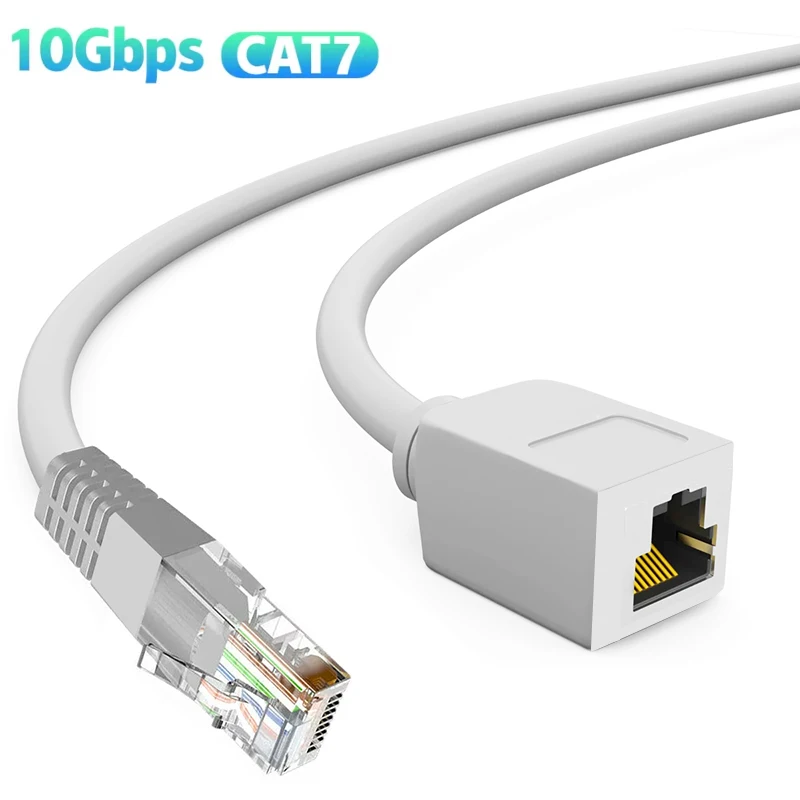 Extension Cat 7 Ethernet Cable Shielded Network SSTP Cat7 Extension Cable RJ45 Male to Female Ethernet Extension Cord Cat7