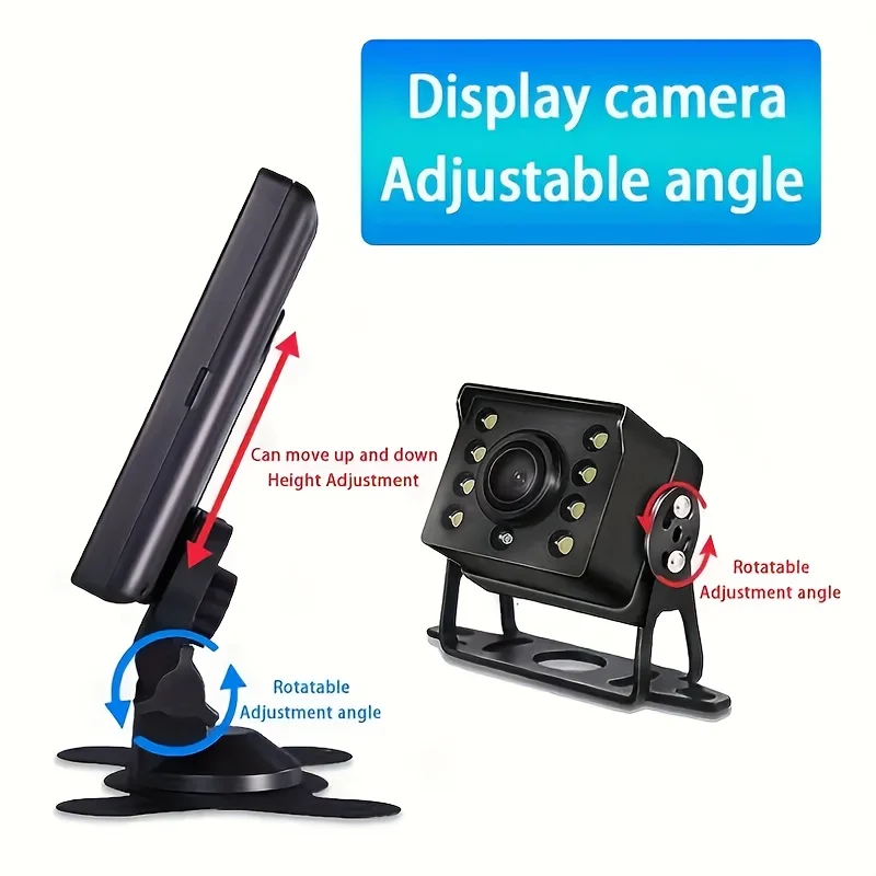 كاميرا الرؤية الخلفية 7 بوصة سلكية شديدة التحمل CCD 8 LED مع كابل 4PIN 590.55 بوصة وظيفة احتياطية عكسية #5