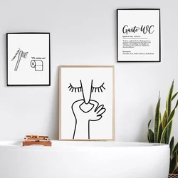 I Hate My Jobs Funny Toothbrush Toilet Paper Posters Print Humor Black White Quotes Canvas Painting Wall Art Bathroom Room Decor