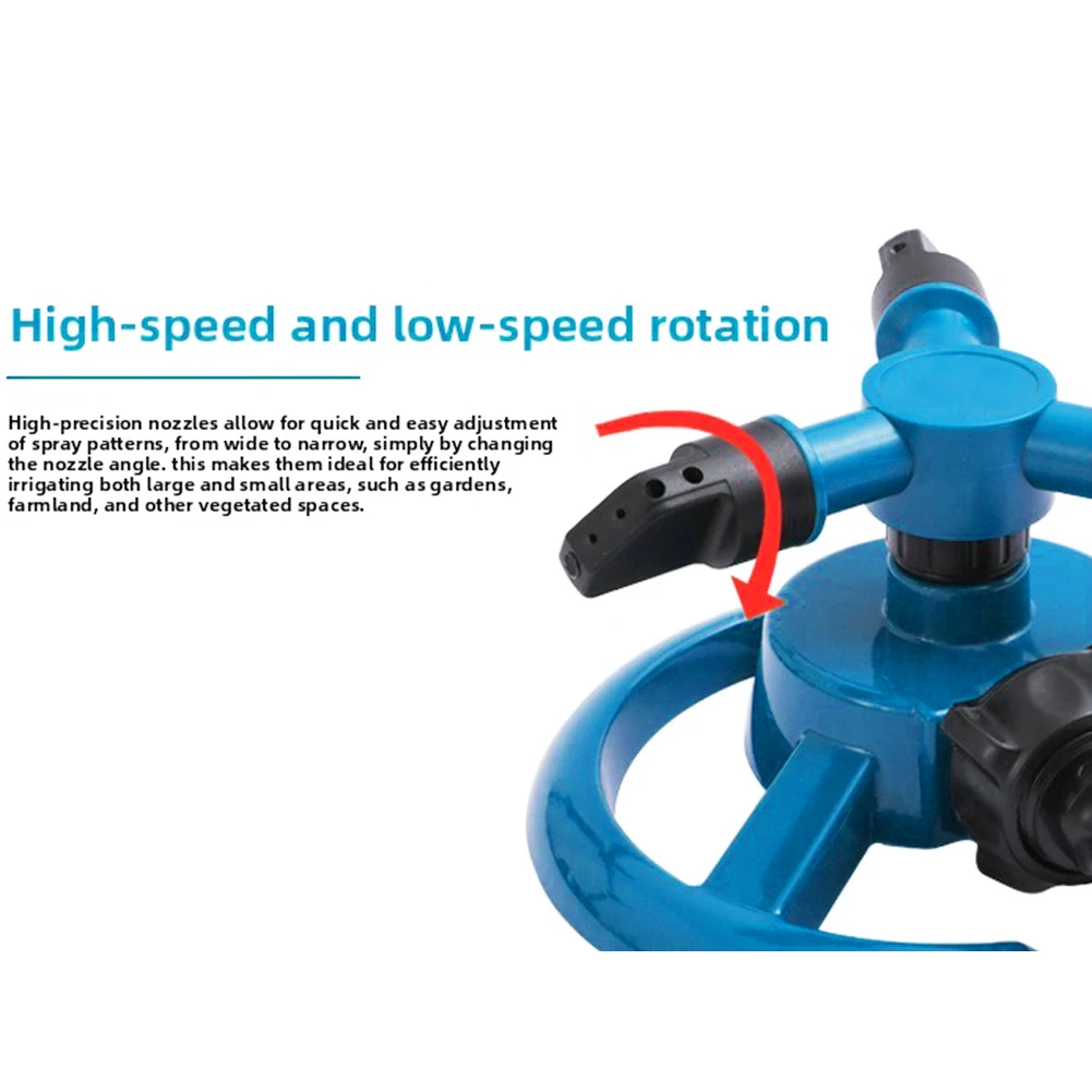 Automatic Rotating Garden Sprinkler Sprinkler Blue And Black 360 Sprinkler Adjustable Spray Arms Four Nozzle Outlets