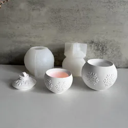 Two Size Snow Globe Candle Cup Silicone Mould Christmas Decoration Jar Plaster Cement Molds