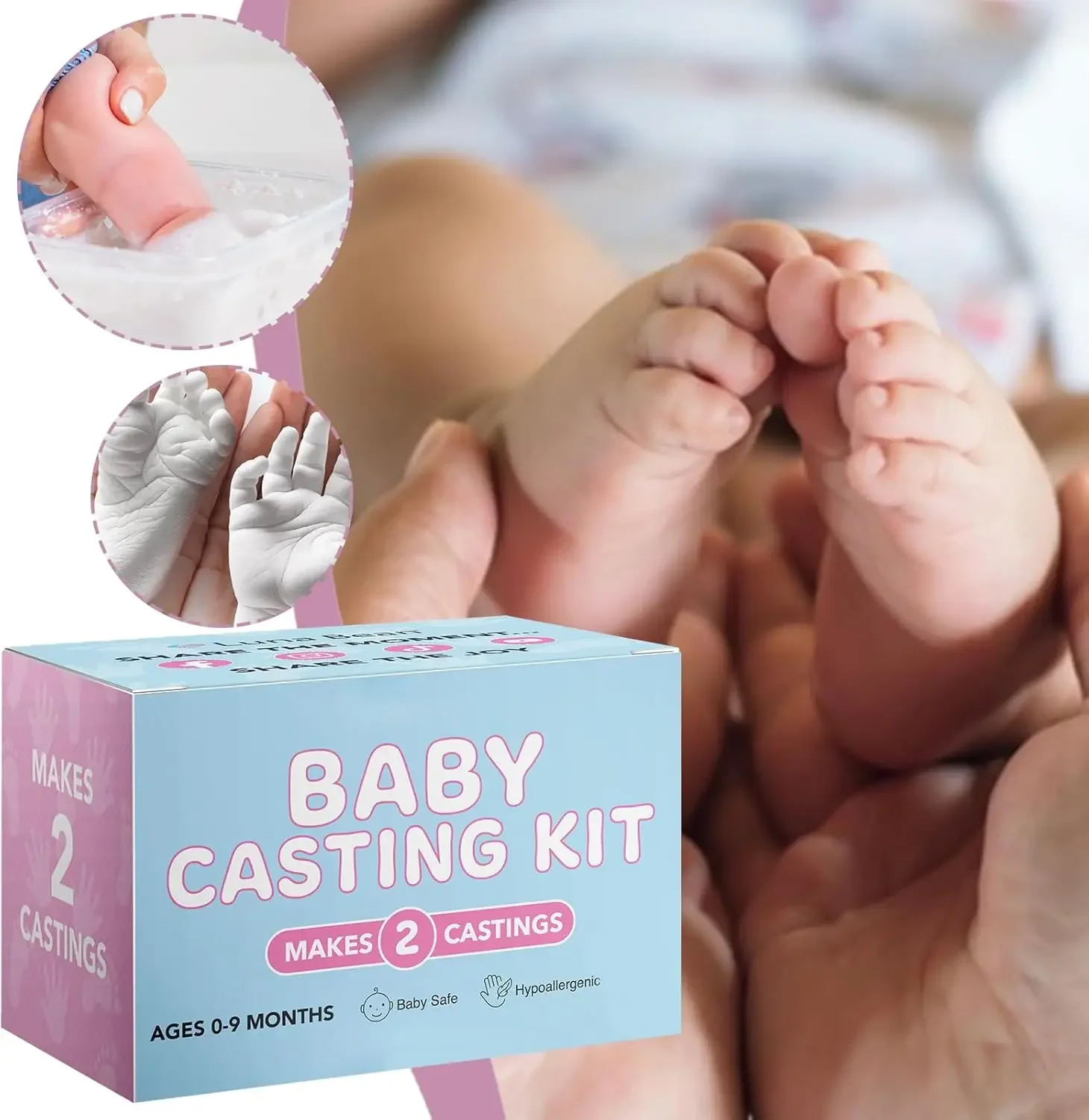 Baby Plaster Cast Set for Remembrance, Baby Footprint Set, Milestone Mould Casting Decoration for Bedroom, Living Room, Desk