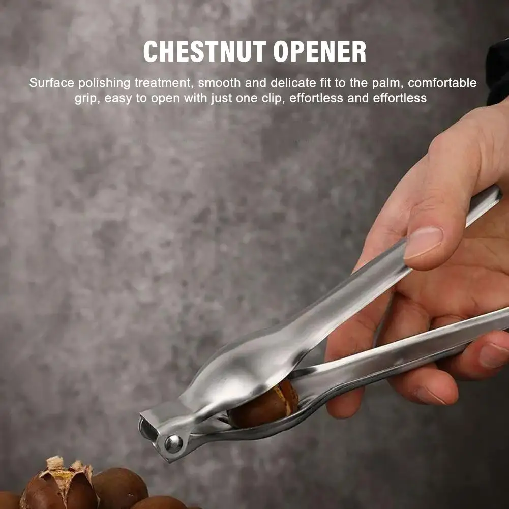 2 in 1 Stainless Steel Chestnut Cutter Gadgets Quick Opener Stainless Steel Clip Walnut Pliers Nutcracker Sheller Kitchen Tools