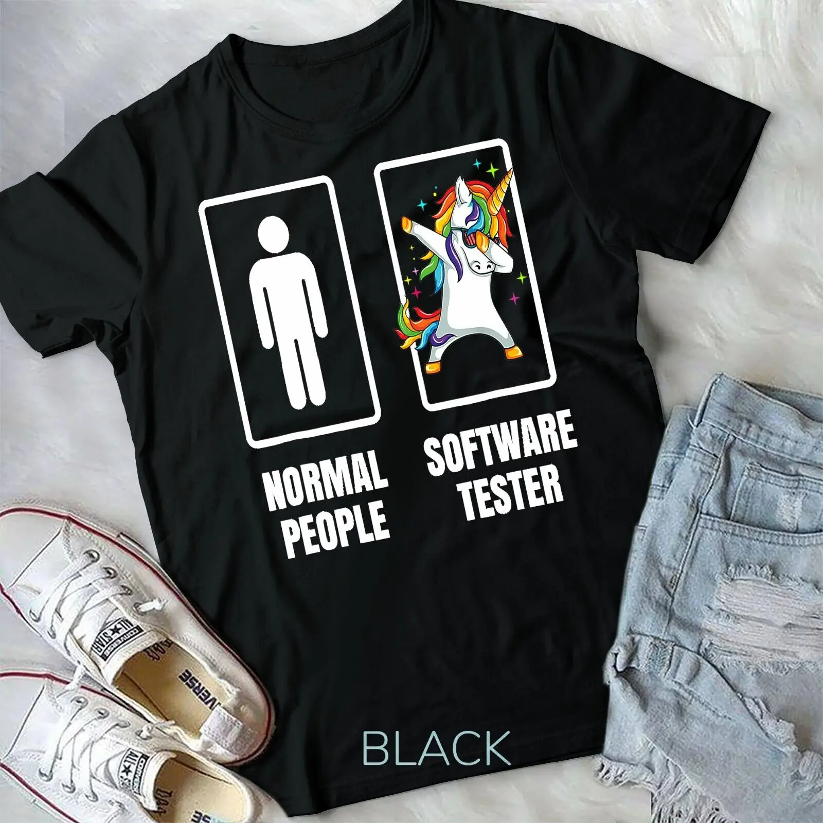 

Dabbing Unicorn Software Tester Information Technology Geek Unisex T-shirt