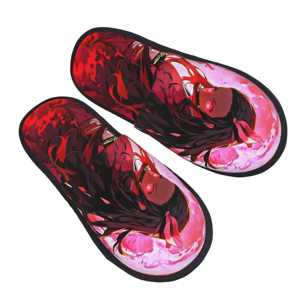 Winter Home Cotton Slippers Anime Kawaii Nezuko Merch Household Fur Slippers Slides Indoor Demon Slayer Soft Anti-skid Slides