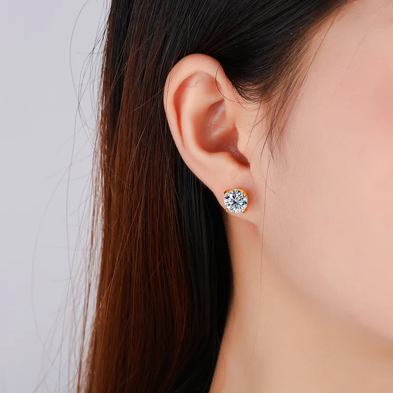 Moissanite Screw Stud Earrings D Color 925 Sterling Silver 6 Prong Diamond Earrings For Women Wedding Fine Jewelry Brincos Prata