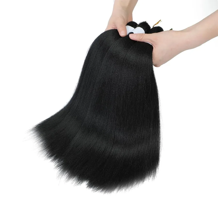 وصلات شعر صناعية ناعمة بدون عقد من ياكي للنساء، ضفائر صندوقية ممتدة مسبقًا مع إعداد الماء الساخن، مثالية لكل مرة