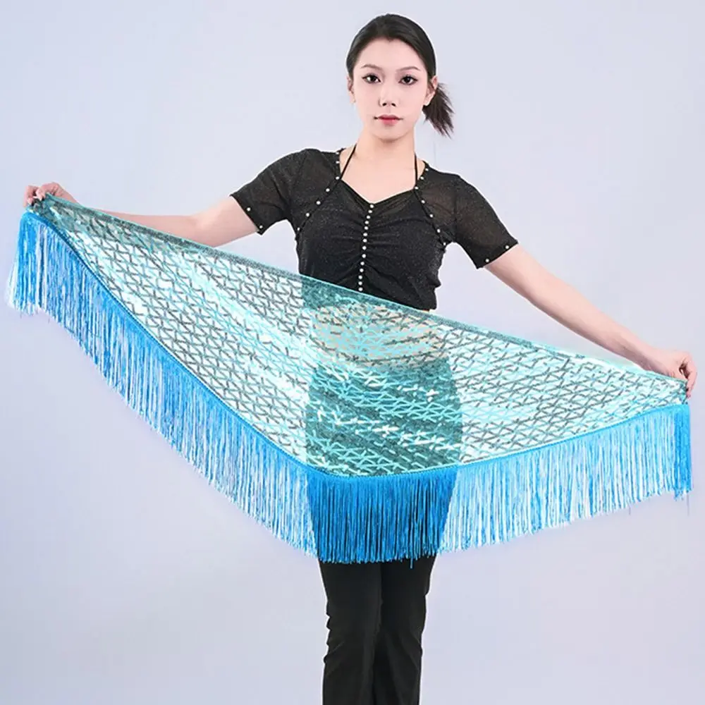 Moda borla dança do ventre hip cachecol lantejoulas crochê cintura corrente boêmio dançarina saia dança