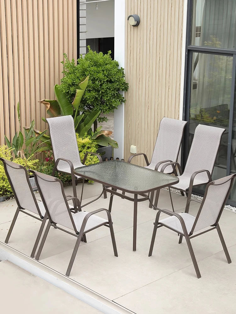Outdoor tables and chairs courtyard balcony garden leisure outdoor open-air tea drinking commercial waterproof sunscreen househo