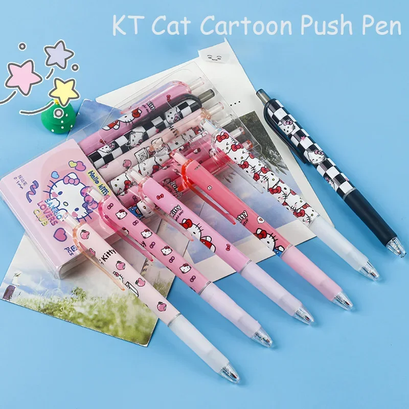 Kurumi kitty cartoon students good writing fast drying click action pen ins neutral black pen 0.5 brush pen hot selling product