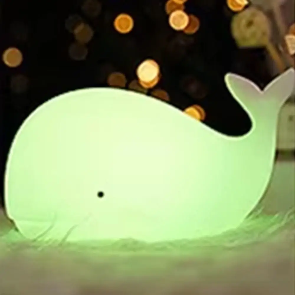 Rechargeable Cartoon Whale Night Light Tap Control Soft Light Sleep Atmosphere Light Eye Protection Soft Silicone