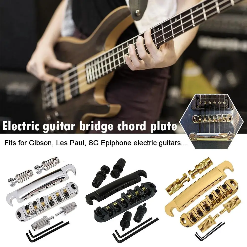 Electric Guitar Tune O-Matic Roller Saddle Bridge with Wrench Studs Allen and K6X9