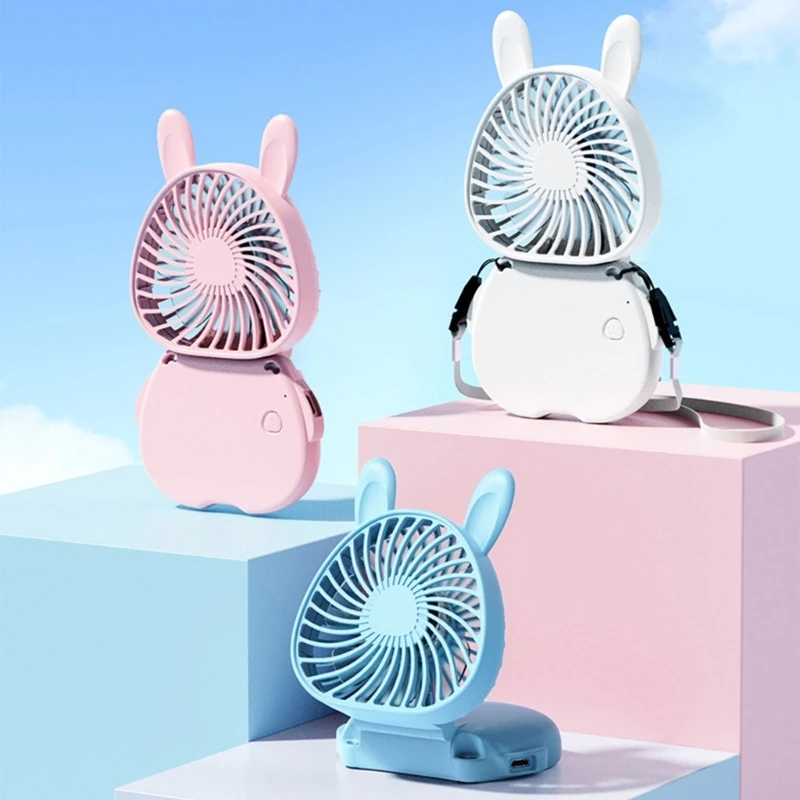 

Foldable Small Handhelds Fan Necks Fan Electric Fan Summer Cooling Fan Lightweight Desk Fan Neck Straps Fan Plastic Material