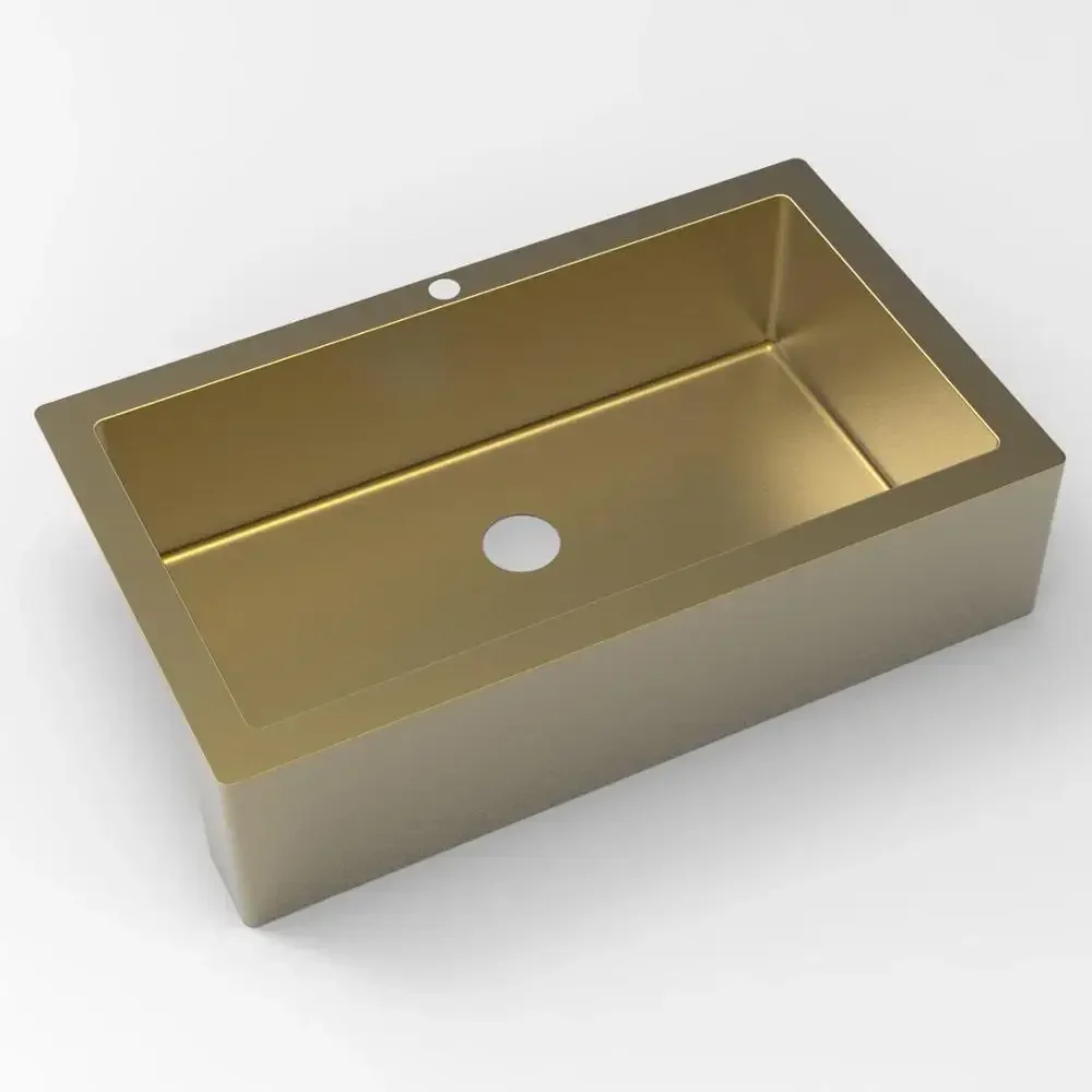 Brass Kitchen Sink With Apron Design / Single Bowl Brass Farmhouse Sink