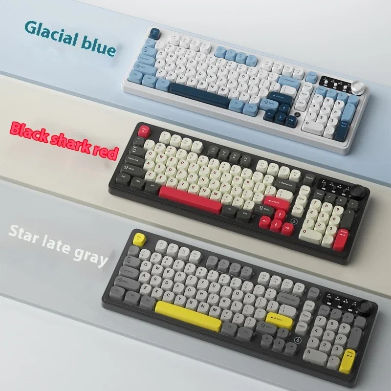 أحدث Ajazz Af98 سماعة لاسلكية تعمل بالبلوتوث السلكية ثلاثة وضع Rgb لوحة المفاتيح Esports لعبة 4000mah بطارية طويلة للهدايا الكمبيوتر