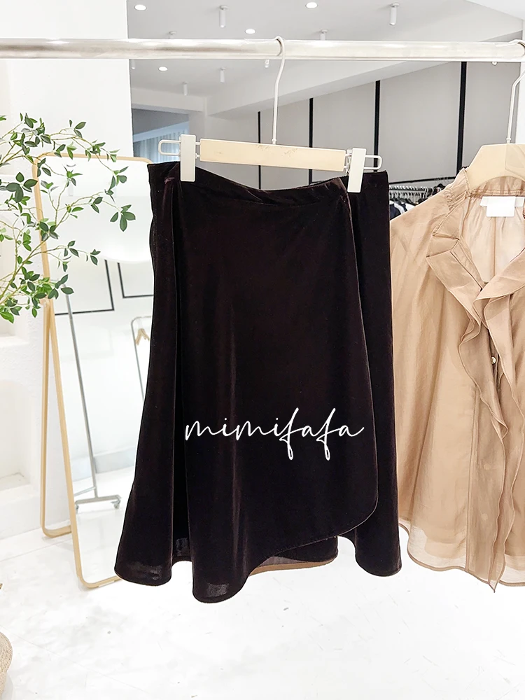 

Юбка Mimifa с запахом для похудения, однотонная юбка со средней талией Ci для поездок на работу, женская модная свободная посадка, лето 2024, юбка с хвостом Fi