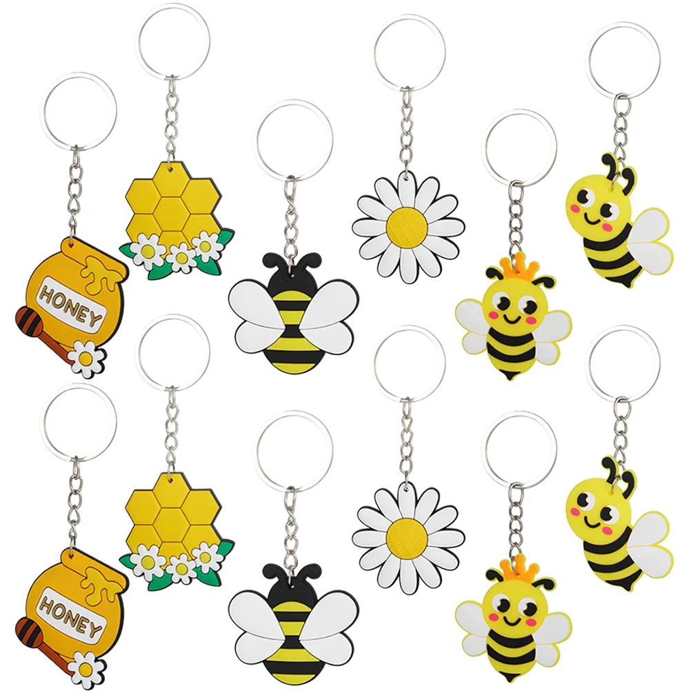 

12 Pcs Key Ring Chain Bee Bag Keychain Party Decorations Decorate Holder Keychains for Women Daisy Flower Rings Miss