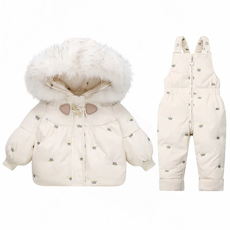 Winter Children`s Clothing Set 2Pcs Girl Down Jacket New Baby Snowsuit Clothes Overalls for kids Toddler Jumpsuit Coat