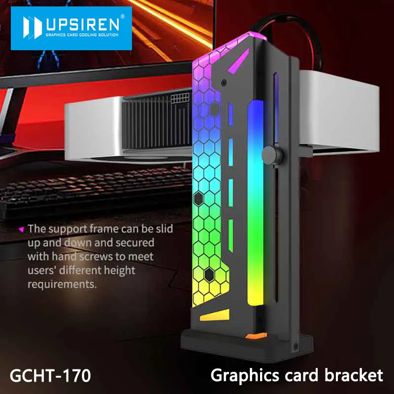 UPSIREN GCHT-170 Vertical 5V ARGB Graphics Card Holder,Supports sliding adjustment, tandem male and female connector design