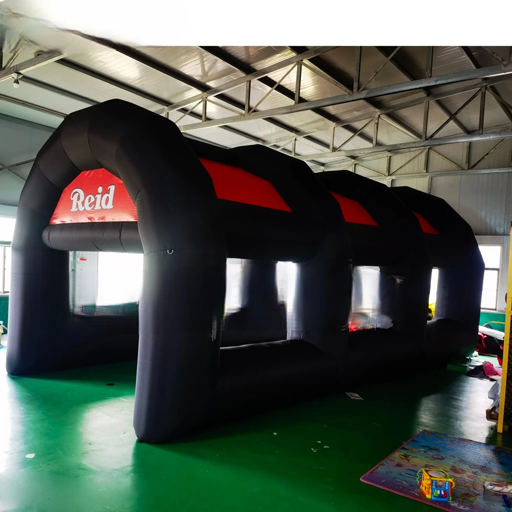 

outdoor events Black tent for 8x4x3.5 meters colorful striped advertising inflatable tunnel tent, inflatable arch tent.