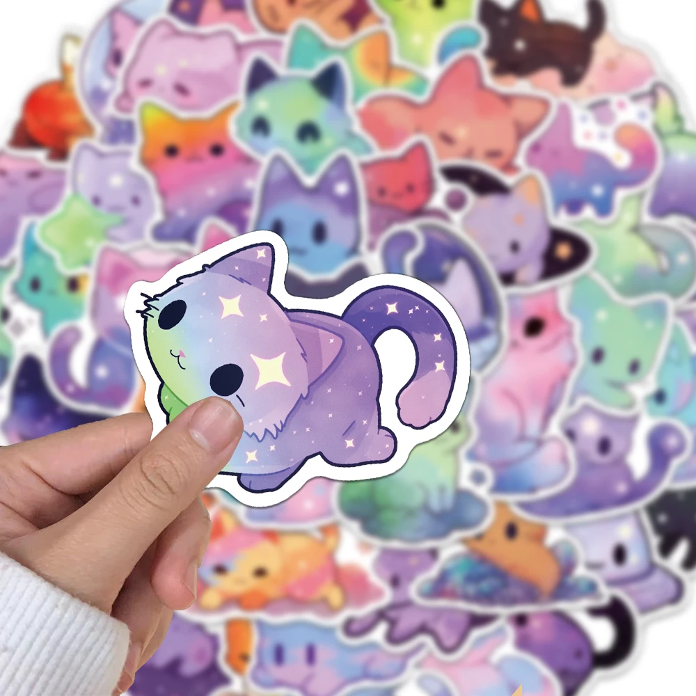 50/100PCS creatieve sterrenhemel kat eenvoudige en schattige stickers, accountdecoratie, telefoonhoesje, gepersonaliseerde waterdichte stickers