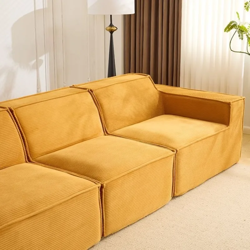 Simple Straight Line Soft Padded Sofa Creative Corduroy Art Living Room Sofas Modern Luxury Multifunctional Home Decoration
