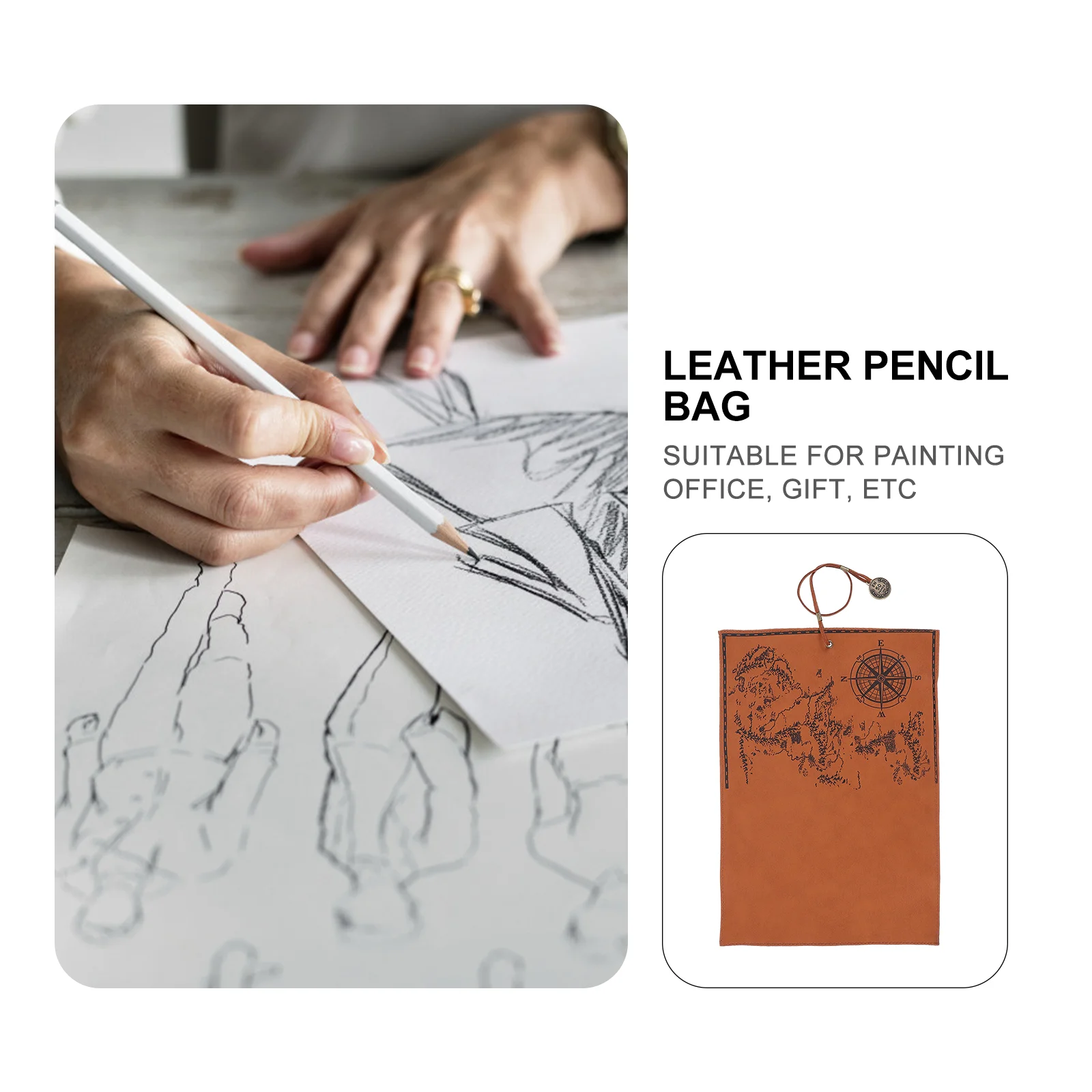 

Pencil Case Retro Canvas Bag Wrapping Penholder Foldable Rolling Brown Office Supplies For Students Artists Children