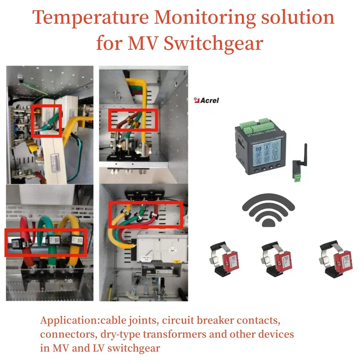 Acrel ATE400 busbar temperature sensor 0.4kV low-voltage switchgear temp monitor circuit breaker temp monitor