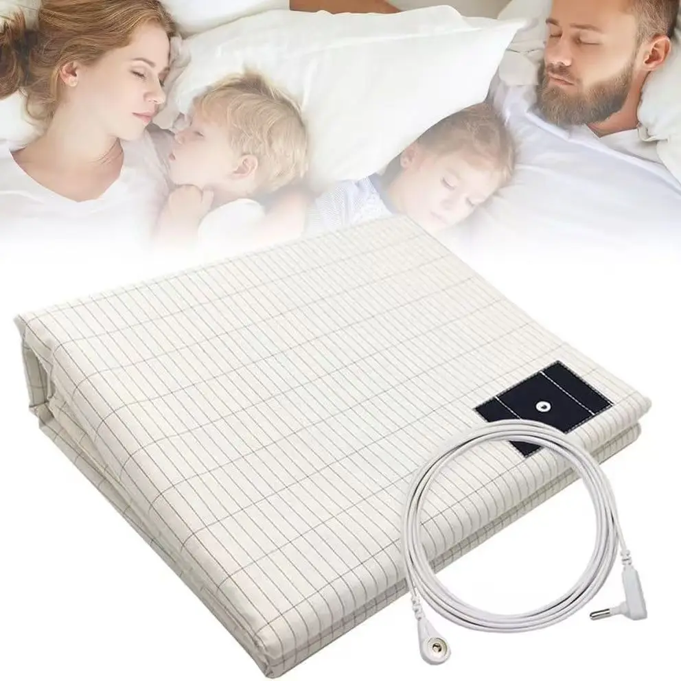 10% Silver Fiber Flat Bedsheet with Earthing Cord Conductive Antistatic Health Protection Sheet Grounded Release Stress