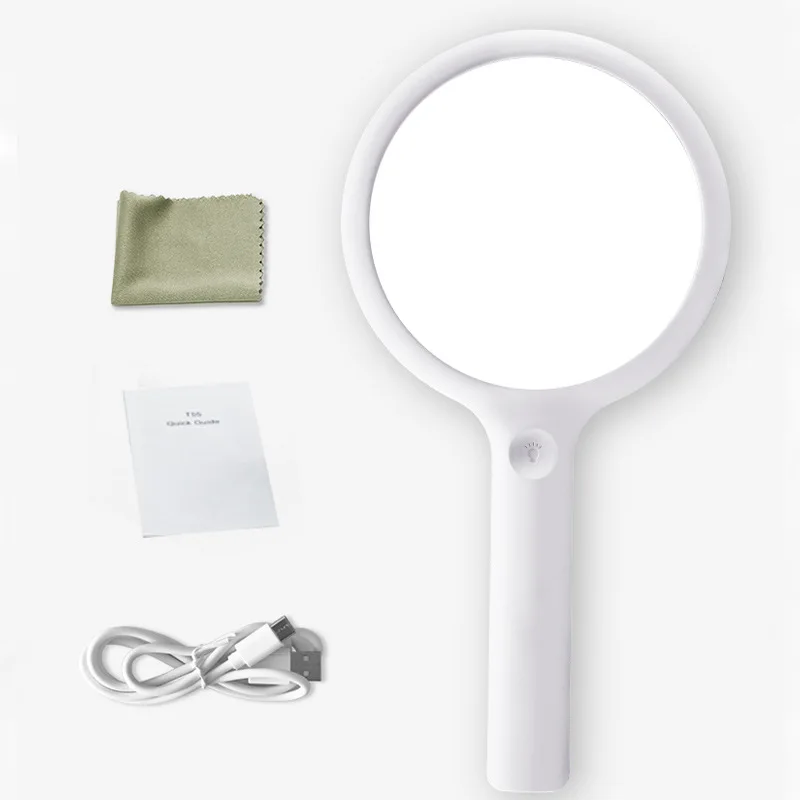 110Mm Rechargeable Handheld Magnifier 3 Lighting Modes Illuminated Magnifying Glass 3X 10X 20 Led Lighted for Seniors Reading