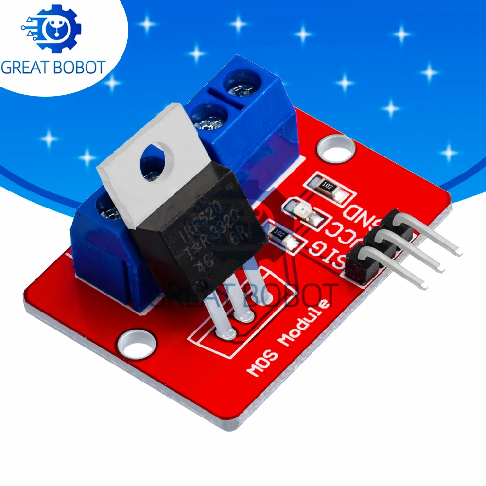 IRF520 MOSFET Driver Module, 0-24V Switch Board for Arduino Raspberry Pi