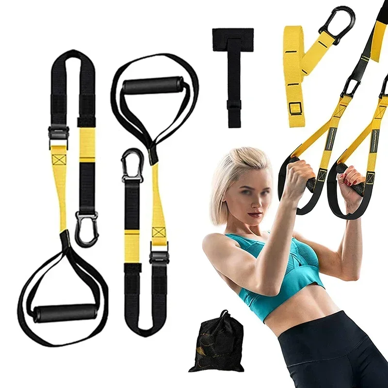 Banda de entrenamiento de suspensión, entrenador de suspensión eléctrica de fuerza física, cinturón de Yoga ajustable, tensor Trx profesional de montaje en pared