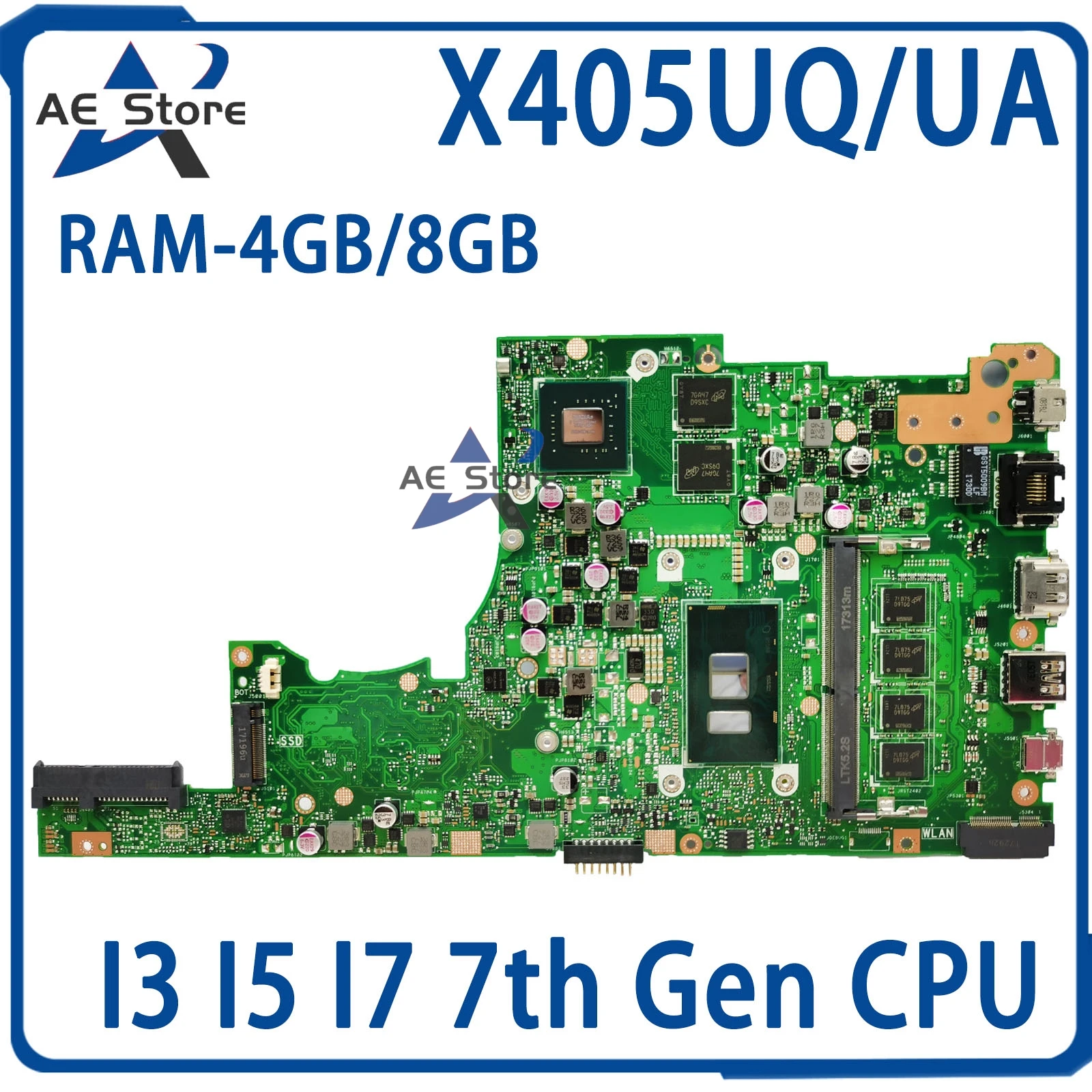 X405UQ Mainboard For ASUS S4000U S4100U X405UA X405URP X405UR X405UB A405U V405U S405U K405U F405U Laptop Motherboard i3 i5 i7