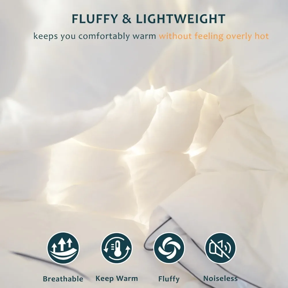 Hungarian White Goose Down Comforter King Size - 800 Fill Power All Seasons Duvet Insert - Lightweight & Fluffy, Medium Warmth