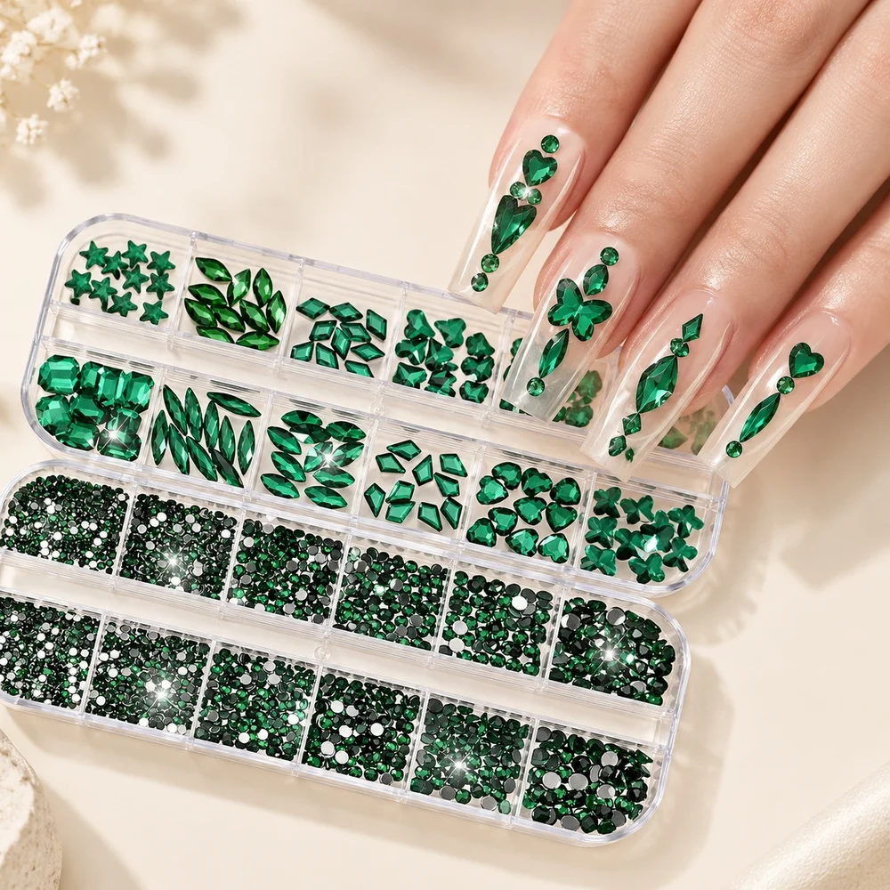 2 pudełka/zestawy błyszczących – Nail Art Emerald Green recenzja i cena